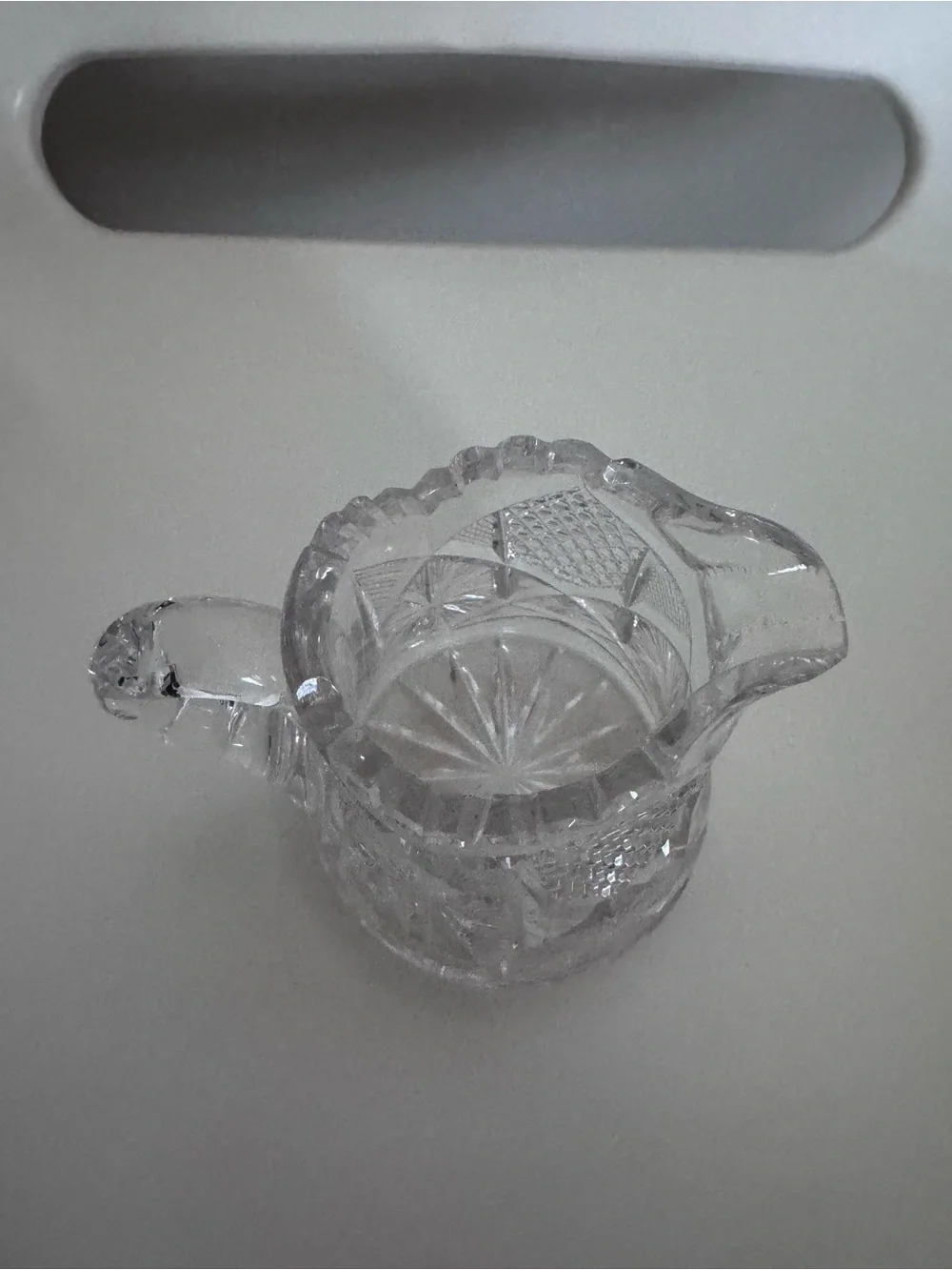 Vintage Cut Crystal Mini Creamer Pitcher ABP Style Hobstar Starburst Heavy Glass